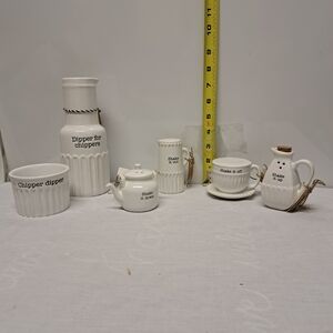 Mud Pie White Ceramic Mini Condiment and Tea Set